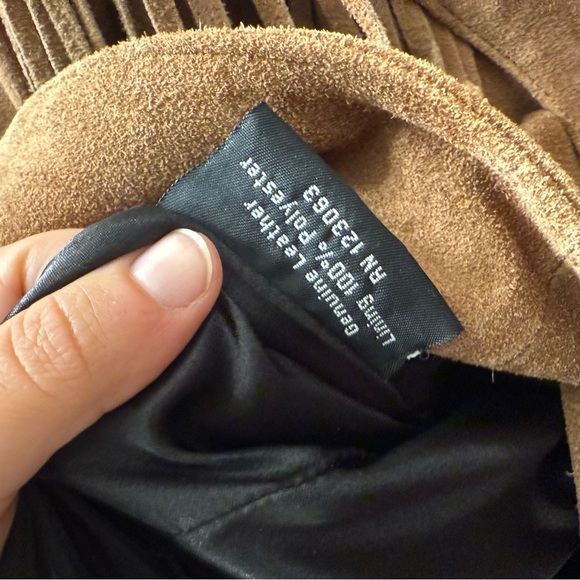 Free People Understated Leather Marlboro Fringe Blazer XS Tan Suede Western Boho - Picture 6 of 10